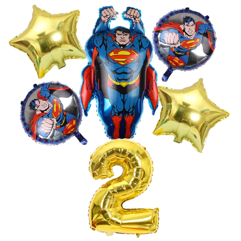 6pcs DC superhero Theme Party Air Balloons set superman 32 pollici numero Foil Balloon ragazzi decorazioni di compleanno forniture per feste per