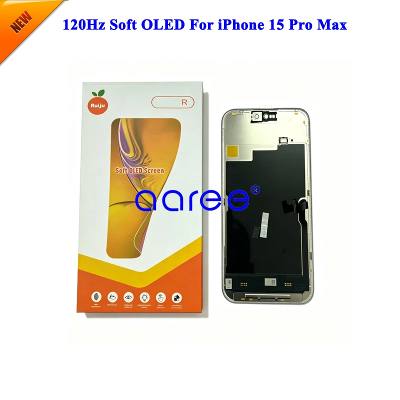 RJ 120Hz Soft OLED Display For iPhone 15 Pro Max Soft OLED Display LCD Screen Touch Digitizer Assembly