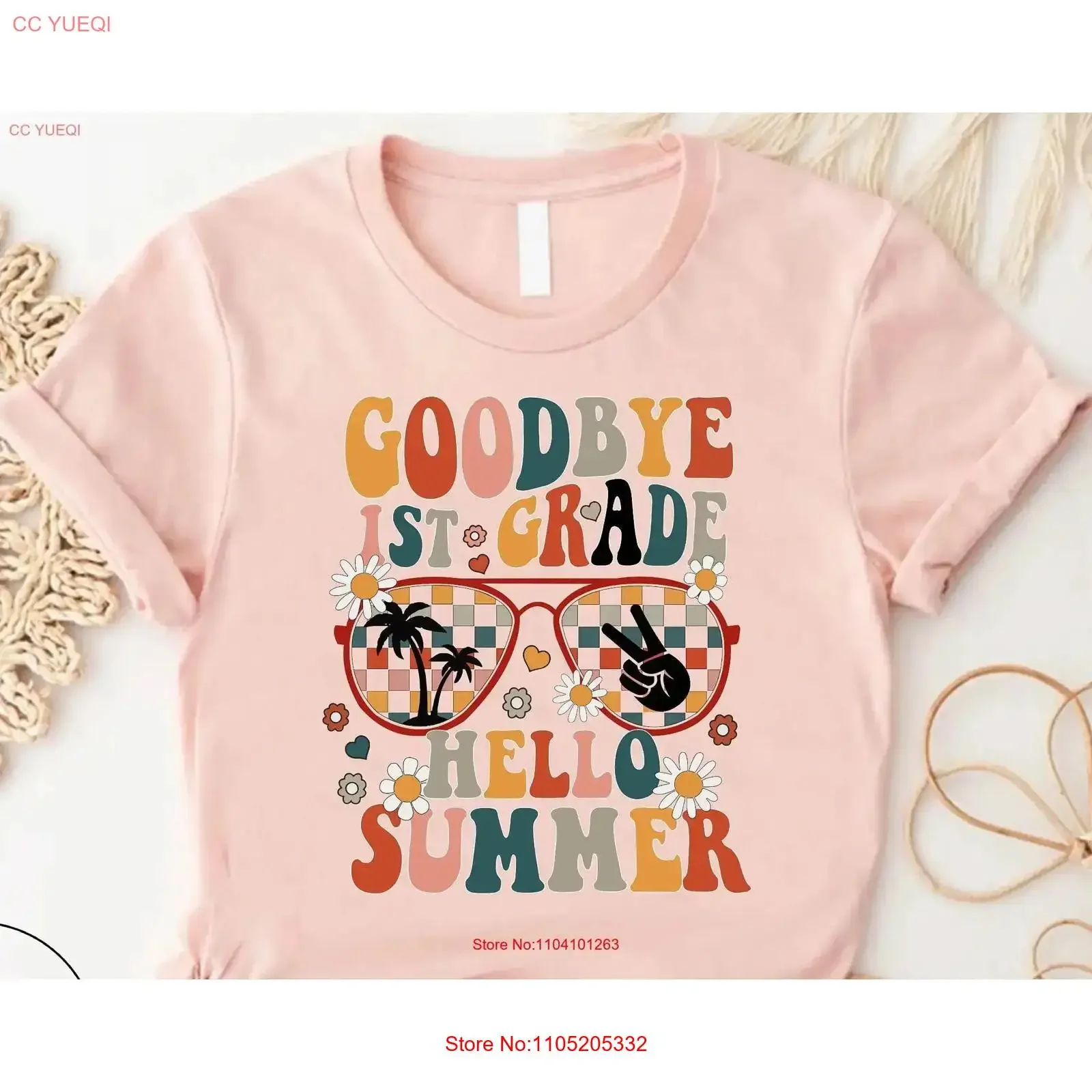 Goodbye 1st Grade Hello Summer T Shirt First Graduation Last Day School Teacher Break Outfit vintage Washed Unisex Casual