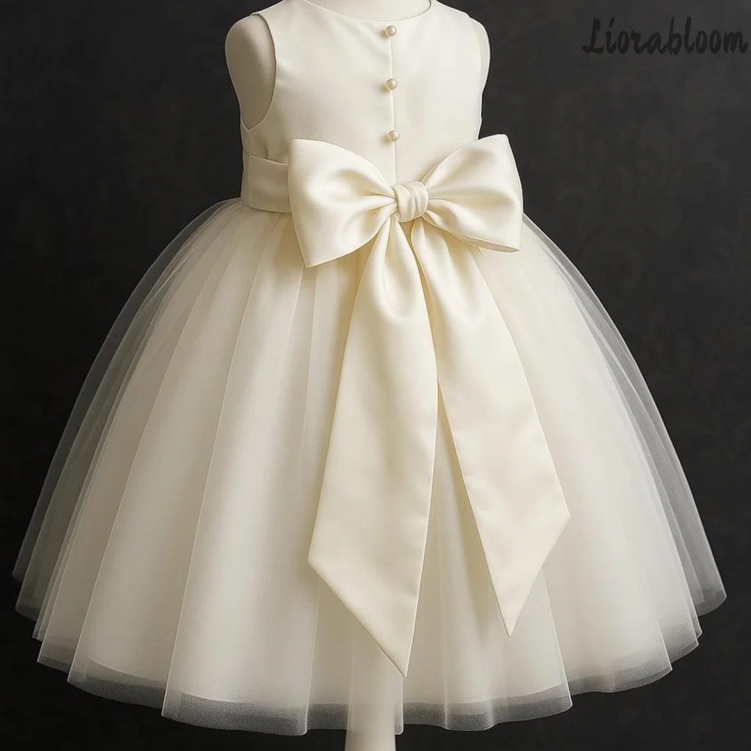 Abito da damigella in tulle su misura, bianco, stile designer, elegante e raffinato, con perle, per serate di gala