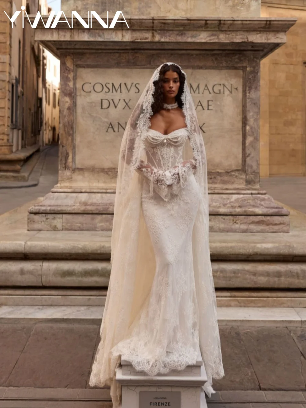 New Detachable Sleeve Lace Wedding Dress Dreamy Pearls Mermaid Long Bridal Gown Customized Ivory Elegant Dresses For Bride