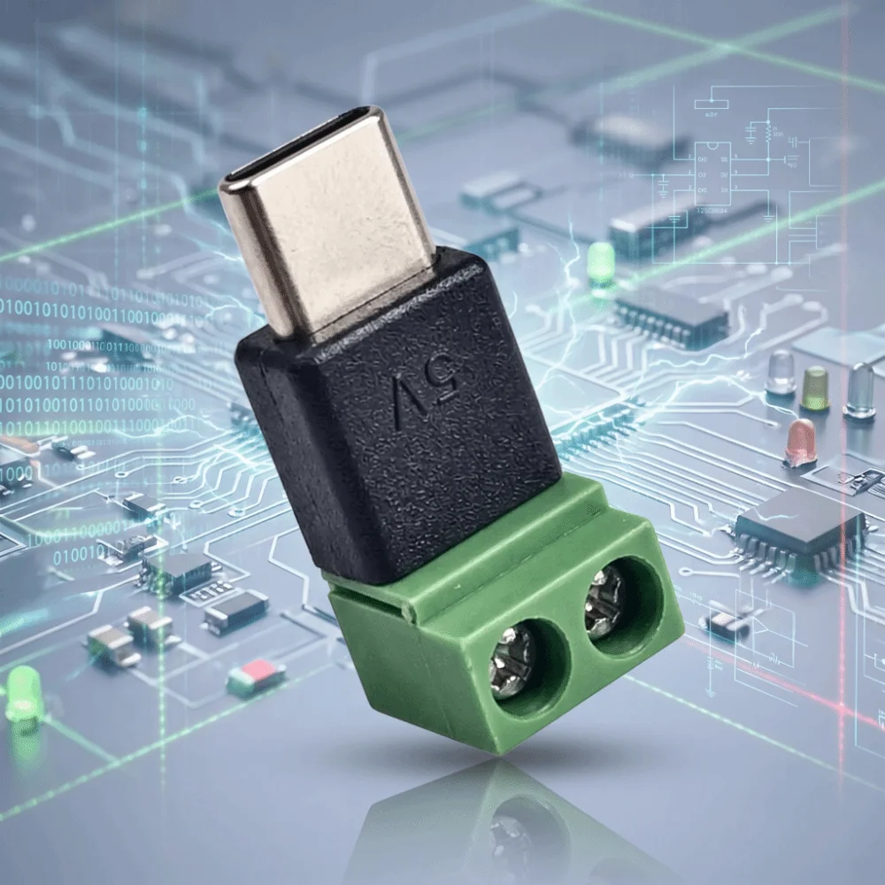 Type C to 2 Pin USB C to 2 Pin Adapter Crimp Terminal Quick Connector Type-C Male Adapter No Solder 5V Charging