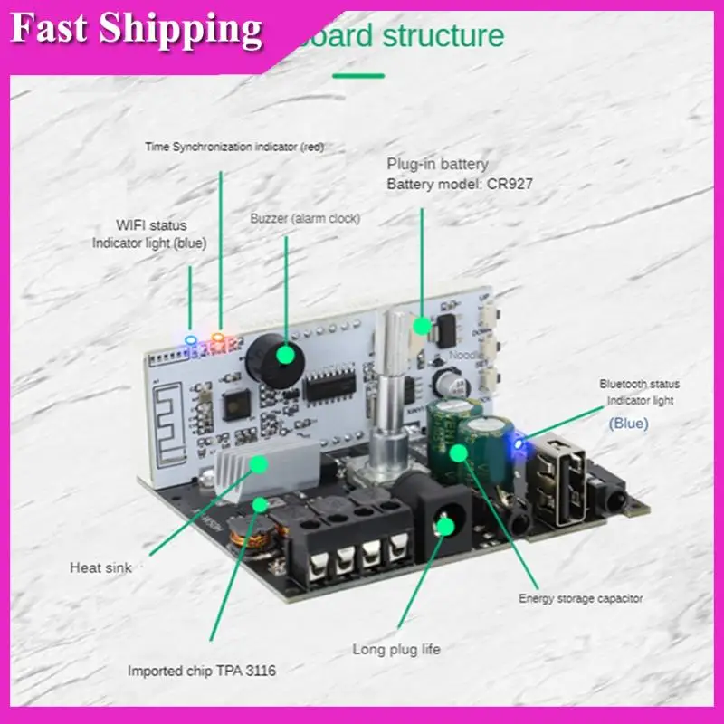Sensitive 1Set Stereo Bluetooth Digital Amplifier Board Module Multifunction HIFI-Grade 50Wx2 Black With WIFI Timing Clock Modul