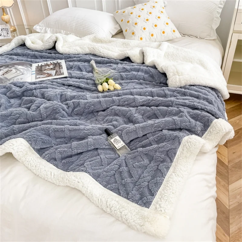 Jacquard Boho Sherpa Fleece Throw Blanket for Sofa,Super Soft Cozy Fuzzy Plush Blanket for Winter, Reversible Thick Warm Blanket