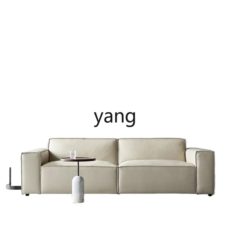 LTT sofa light luxury white modern leather module three people living room first layer cowhide