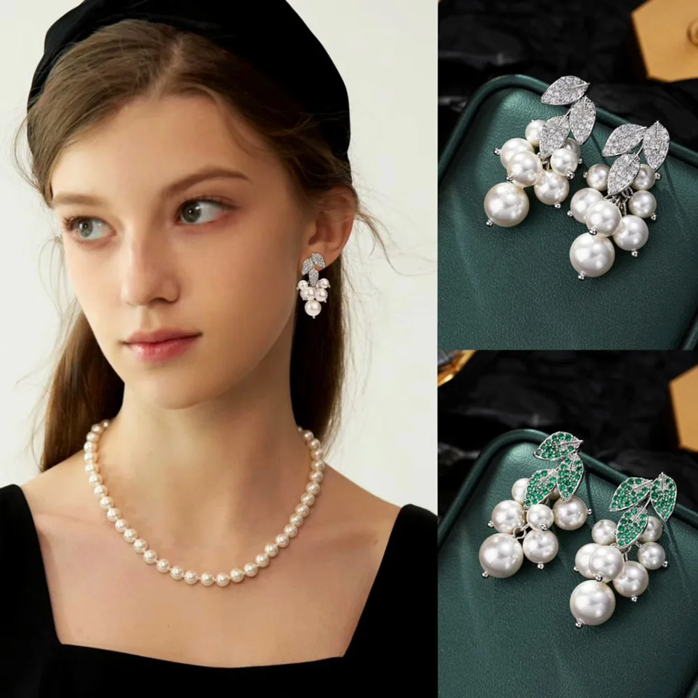 

Missvikki Shiny Pearls Earrings For Women Bridal Wedding Party Earrings Jewelry Luxury Geometric High Quality New Accessories