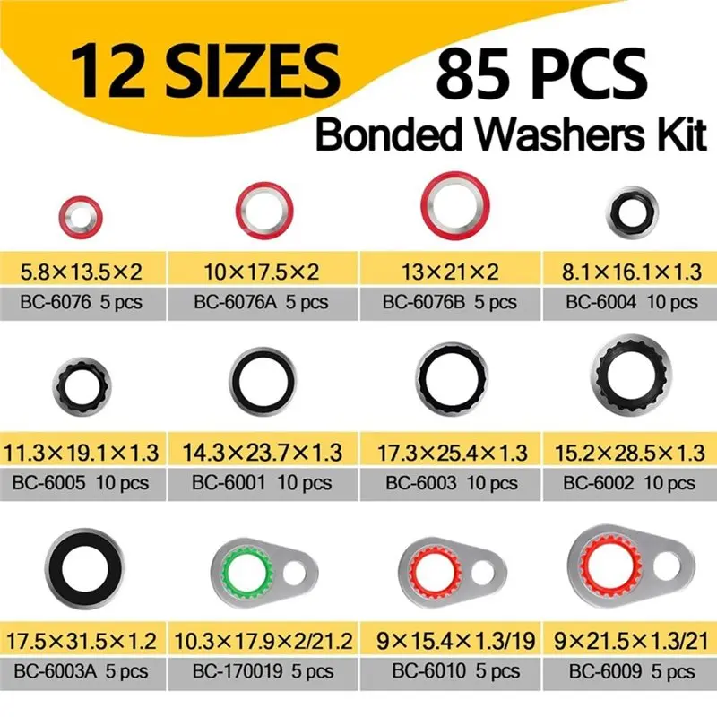 AC For R134a O Ring& Gasket Seal Kit 265 Pcs-A/C Compressor Port Seal Washer Kit For Long-Lasting Performance