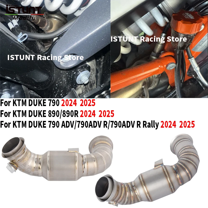 

For KTM DUKE 790 890 Adventure R Rally KTM790 KTM890 2024 2025 Motorcycle Exhaust Escape System Mid Link Pipe Wiht O2 Sensor