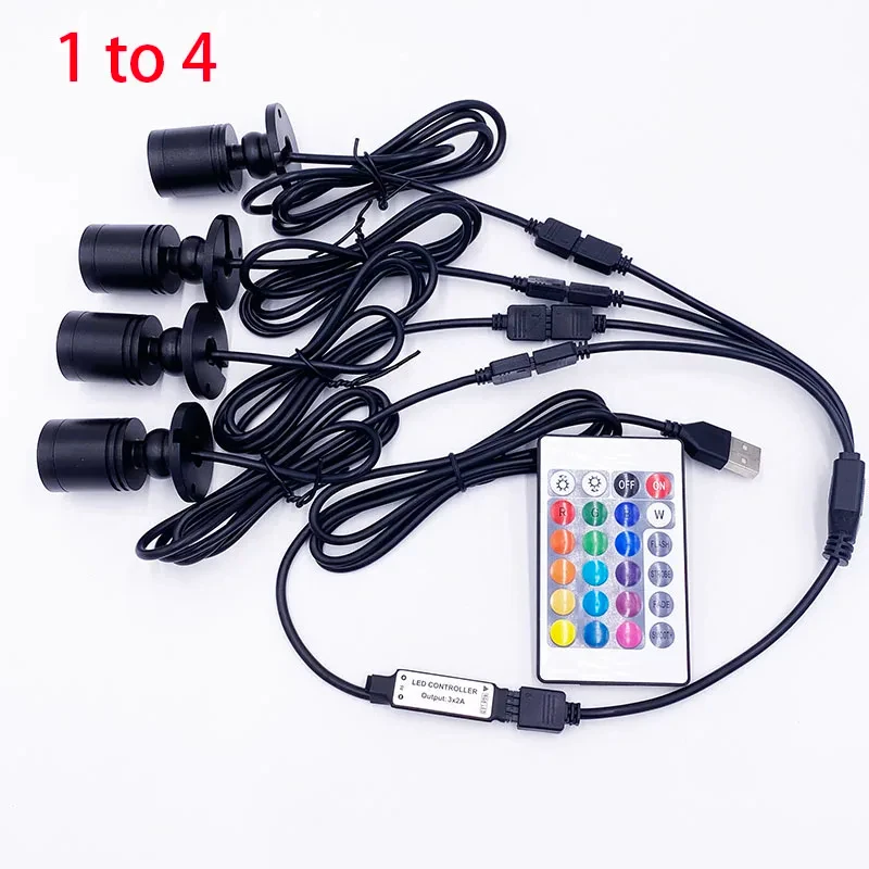 Imagem -03 - Projetores Led Interiores Rgb Reguláveis Gabinete de Exibição Lâmpada com Controlador e Linha de Derivação Interface Usb 5v