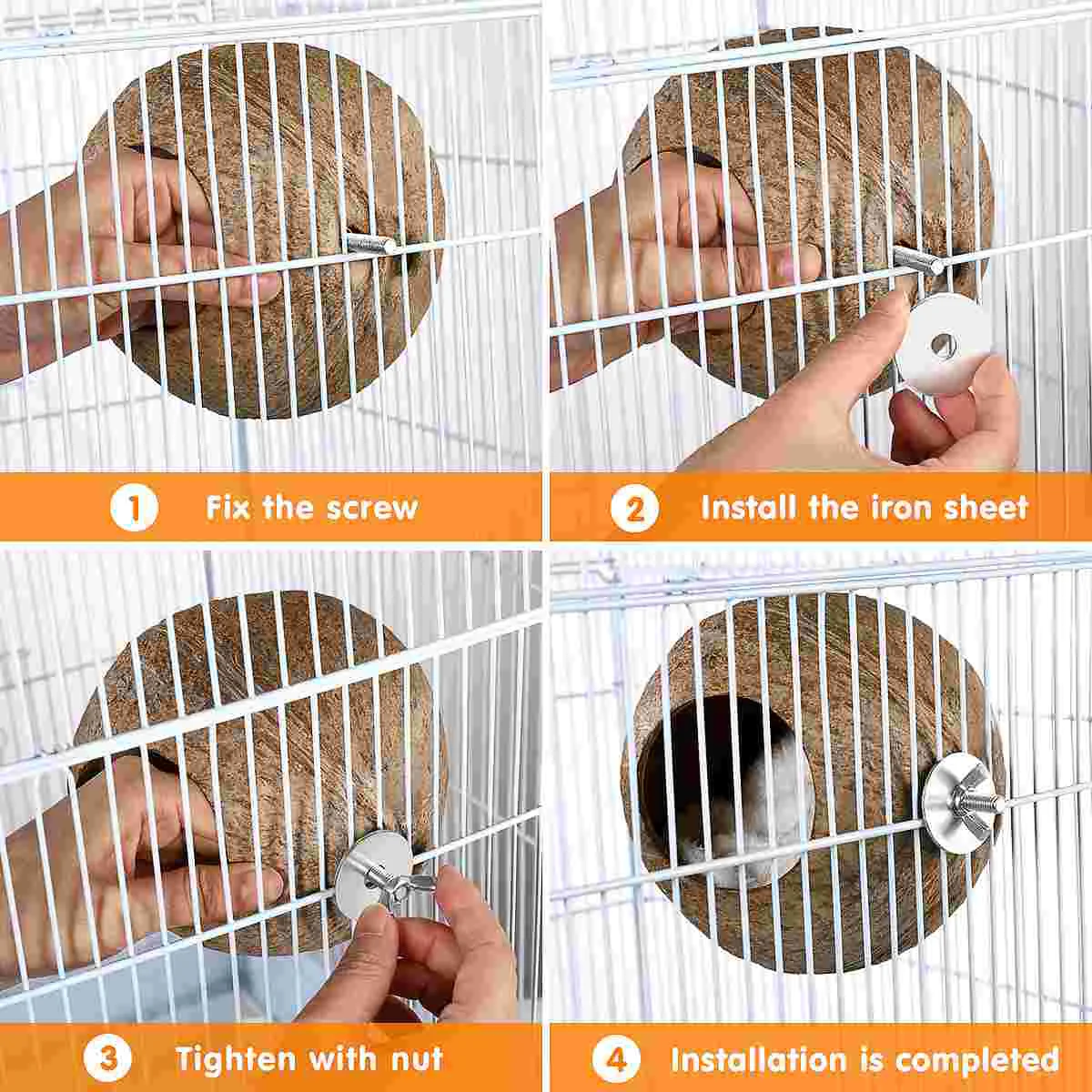 Bird Cage Cages Pet Birds Nest Hanging The Bird's Coconut Shell for Bamboo Wooden Baby