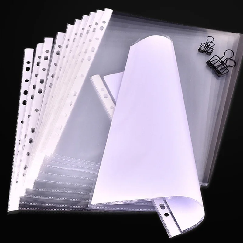 

Upgraded 100Pages 11-Hole Sheet Protector Clear 11-Hole Sheet Protector Binder Pocket Paper File Letter Sheet Binder Sleeves 8 S