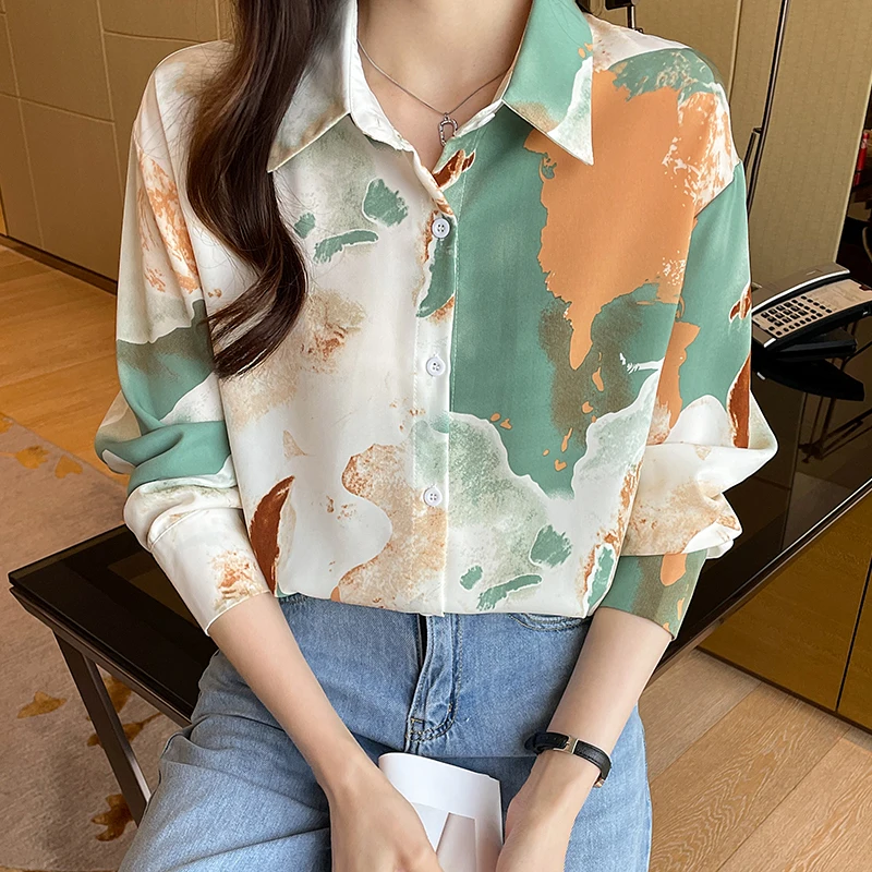 New chic ladies shirts Fashion printing women blouses 2022 Spring autumn causal Long sleeve blouses mujer blusas