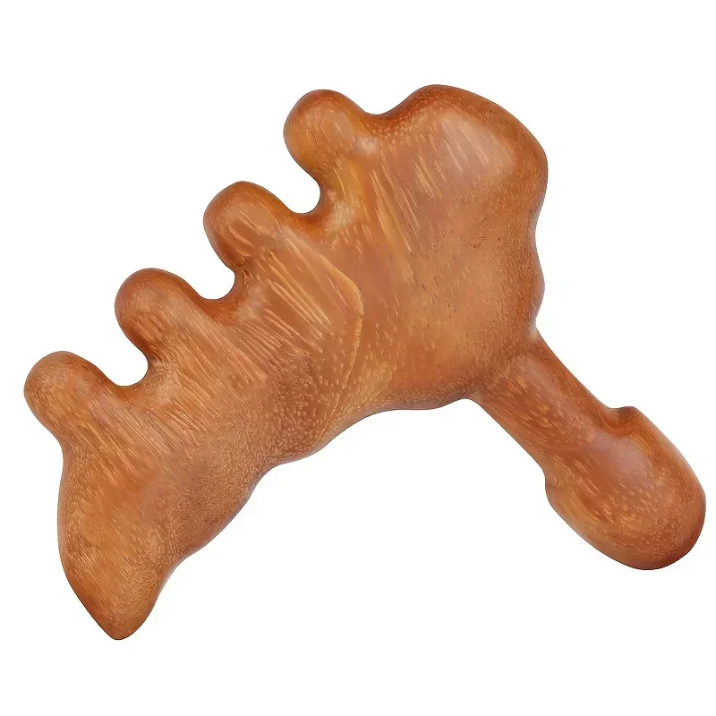 Natural Solid Wood Massage Comb with Handle, Handheld Wooden Gua Sha Massager for Scalp Neck Shoulder Body Relief