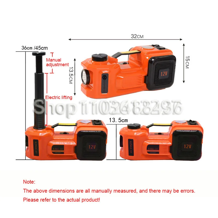 12V 5T Car Electric  Hydraulic Jack with Tire Inflator Pump and LED Flashlight 3 in 1 Lift jack