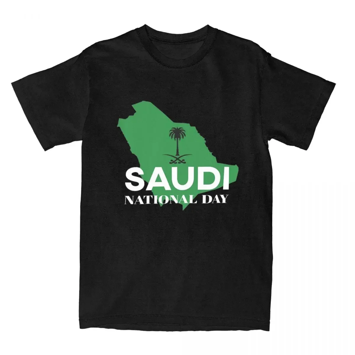 Saudi National Day T Shirt Merchandise Men Women\'s 100% Cotton Humor Crewneck Funny Holiday Tee Short Sleeve Clothes All Seasons