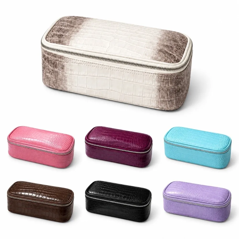 Fashion PU Leather Makeup Bag Crocodile Texture with Handle Vanity Cosmetic Pouch Zip Closure Cosmetic Case for Women and Men