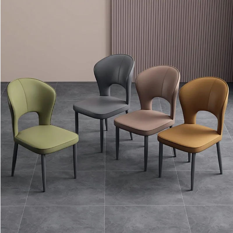 

#Dining Side Chair Simple Modern Leather Upholstery Metal Legs Multifunctional Household Backrest Chair Dining Chair
