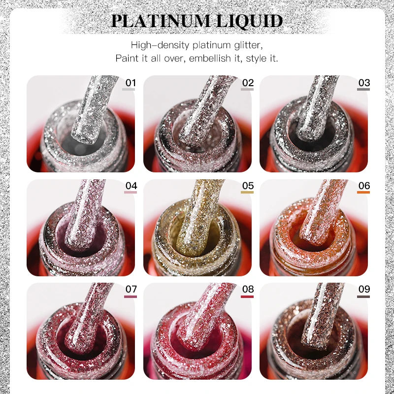 AS 15ml Platinum Gel Nail Polish Super Shiny Effect Nail Gel Perfect Soak off UV&LED Nail Color Foil Chrome Gel Polish