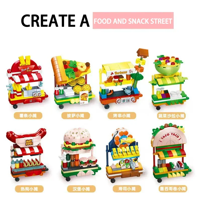 Bloques de construcción lepins para niños, juguete de ladrillos para armar puesto de freír francés, serie calles de Ciudad, ideal para regalo de cumpleaños, MOC