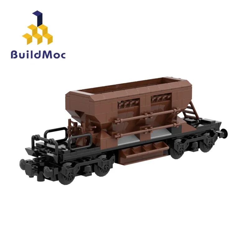 MOC D B German Railway Gravel Side Dumper Freight Wagon Building Blocks Set Carriage Train Bricks Model Toys For Children Gifts