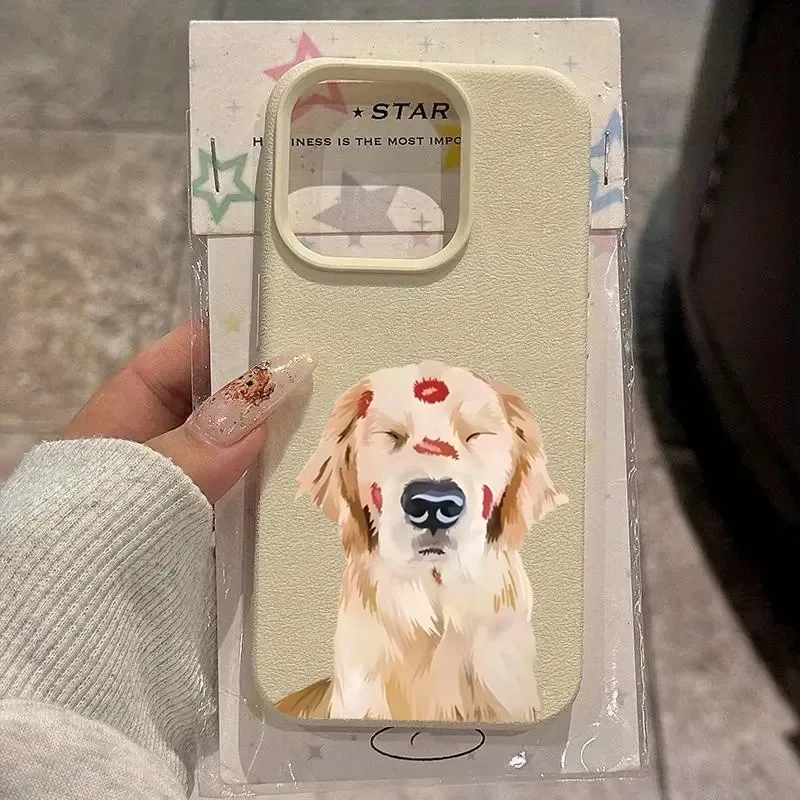 Golden Retriever Red Lip Case For Samsung A05S A06 A07 A15 A16 A17 A34 A35 A53 A54 A55 S23 S24 FE S25 Ultra A26 A36 A56 Cover