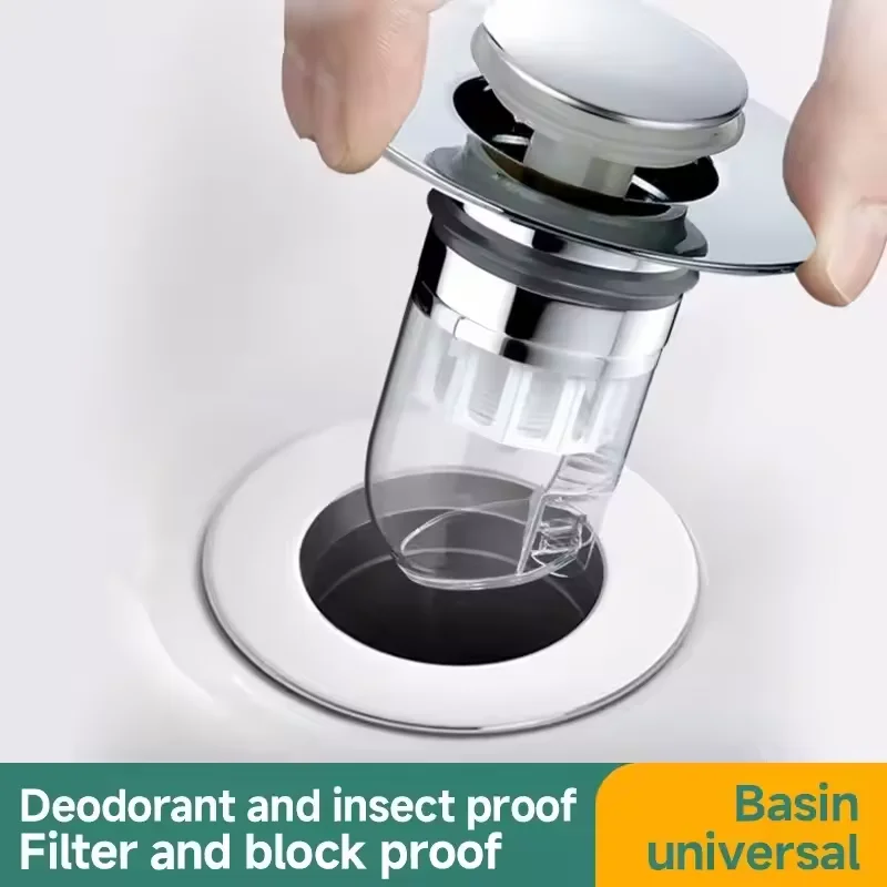 

Universal Sink Filter Pop-up Deodorization Drain Filter Wash Basin Hair Sink Strainer Kitchen Bathtub Basin Anti Clogging Tool