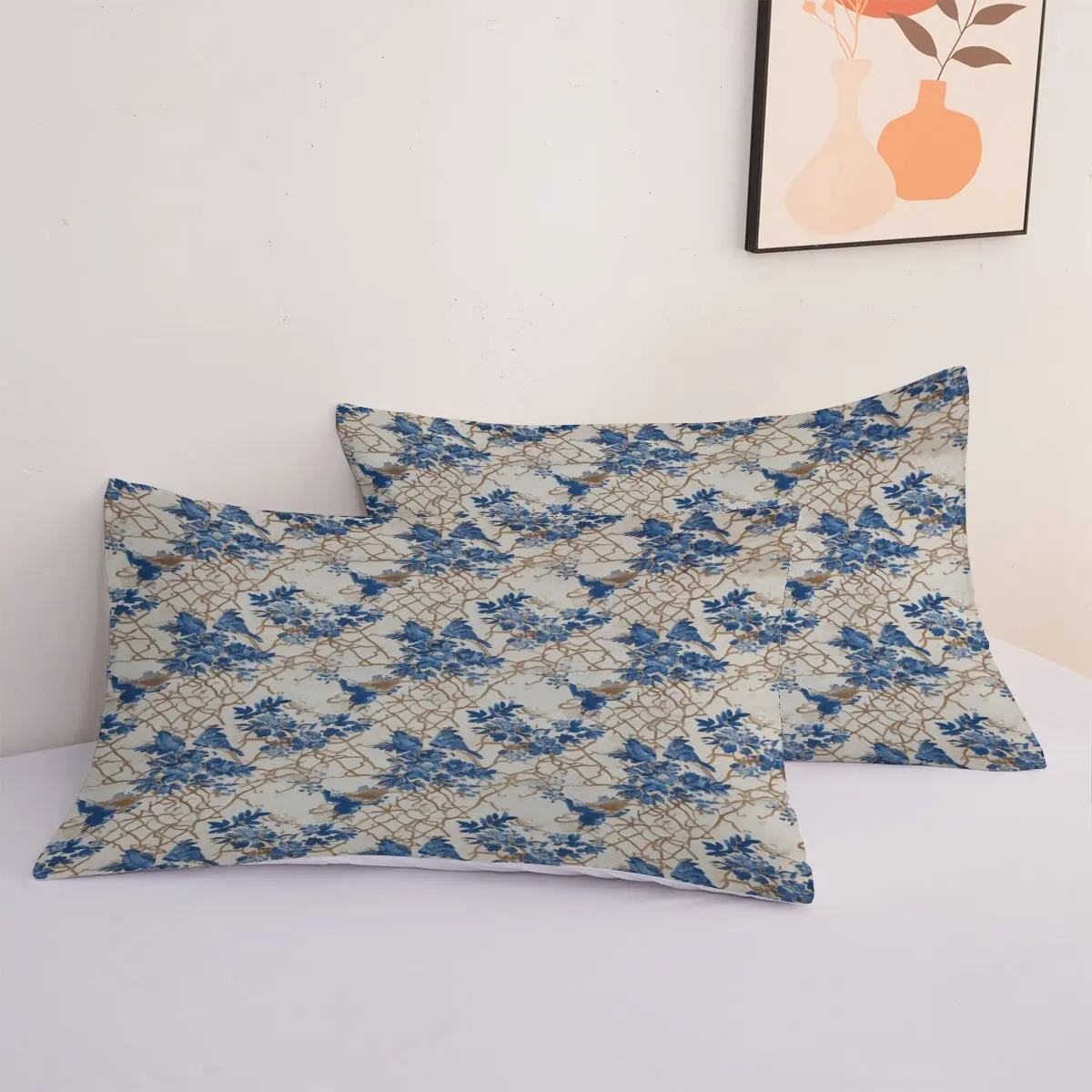 Blue floral pattern  Duvet size  flower and bird rative pattern  Modern trend of printed bedding