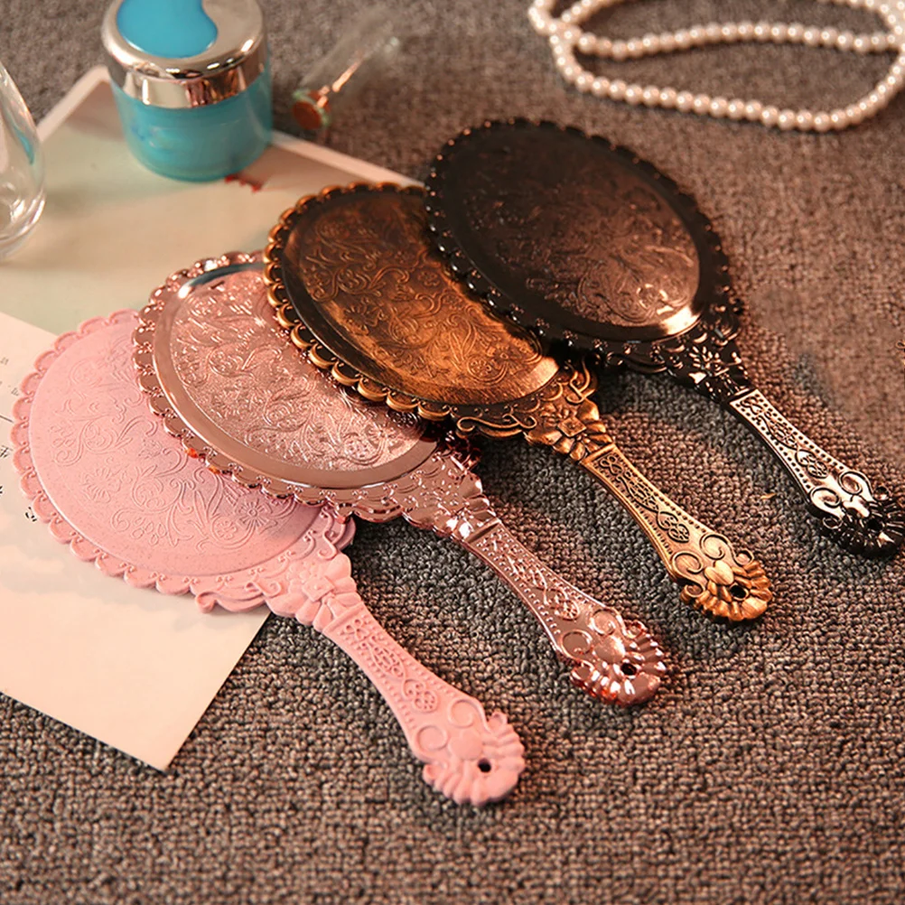 

2Pcs Portable Handheld Mirror Vintage Style Compact for Travel and Outdoor Activities Hand Mirror Travel Supplies