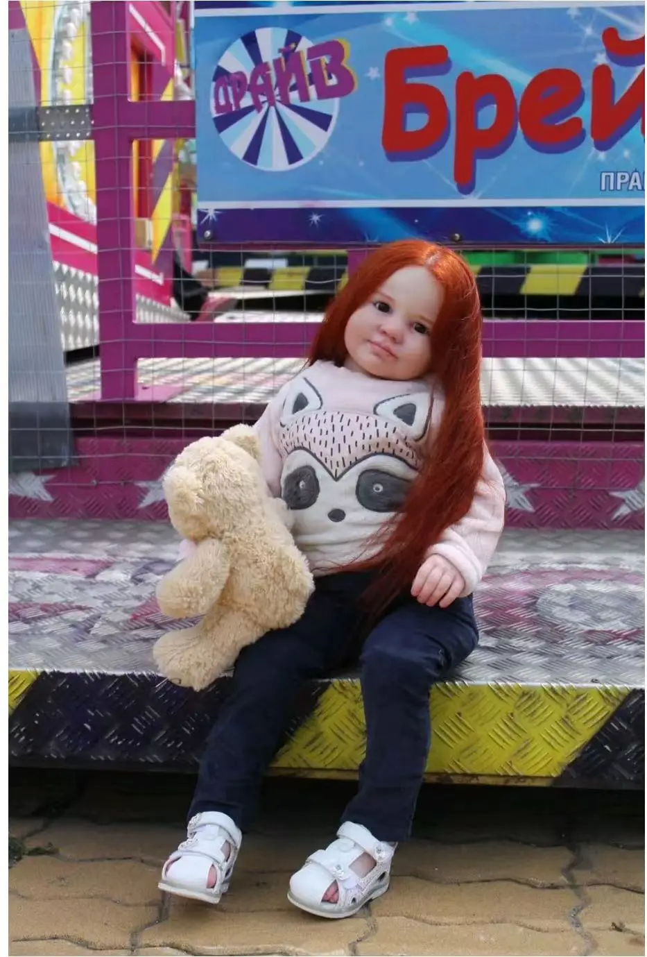 EGO Sole Supply 100cm Reborn Baby Painted Finsihed With Red Hair Long With Dress