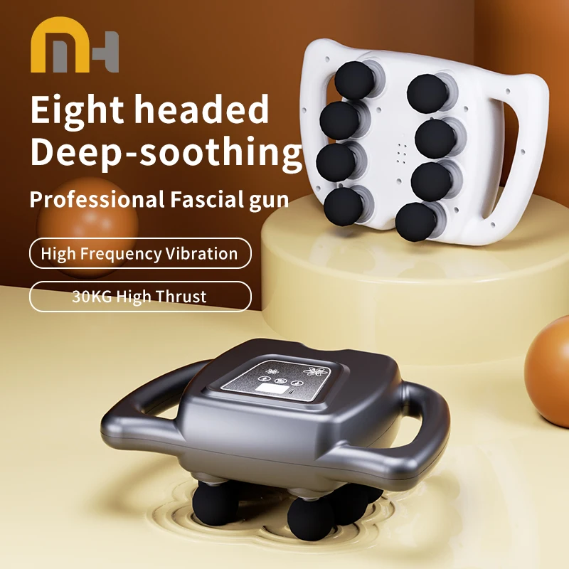 Fascia Gun Muscle Massager Gun High Frequency Back Waist Massage Machine 8-head Body Shoulder Professional Fascia Massage Gun