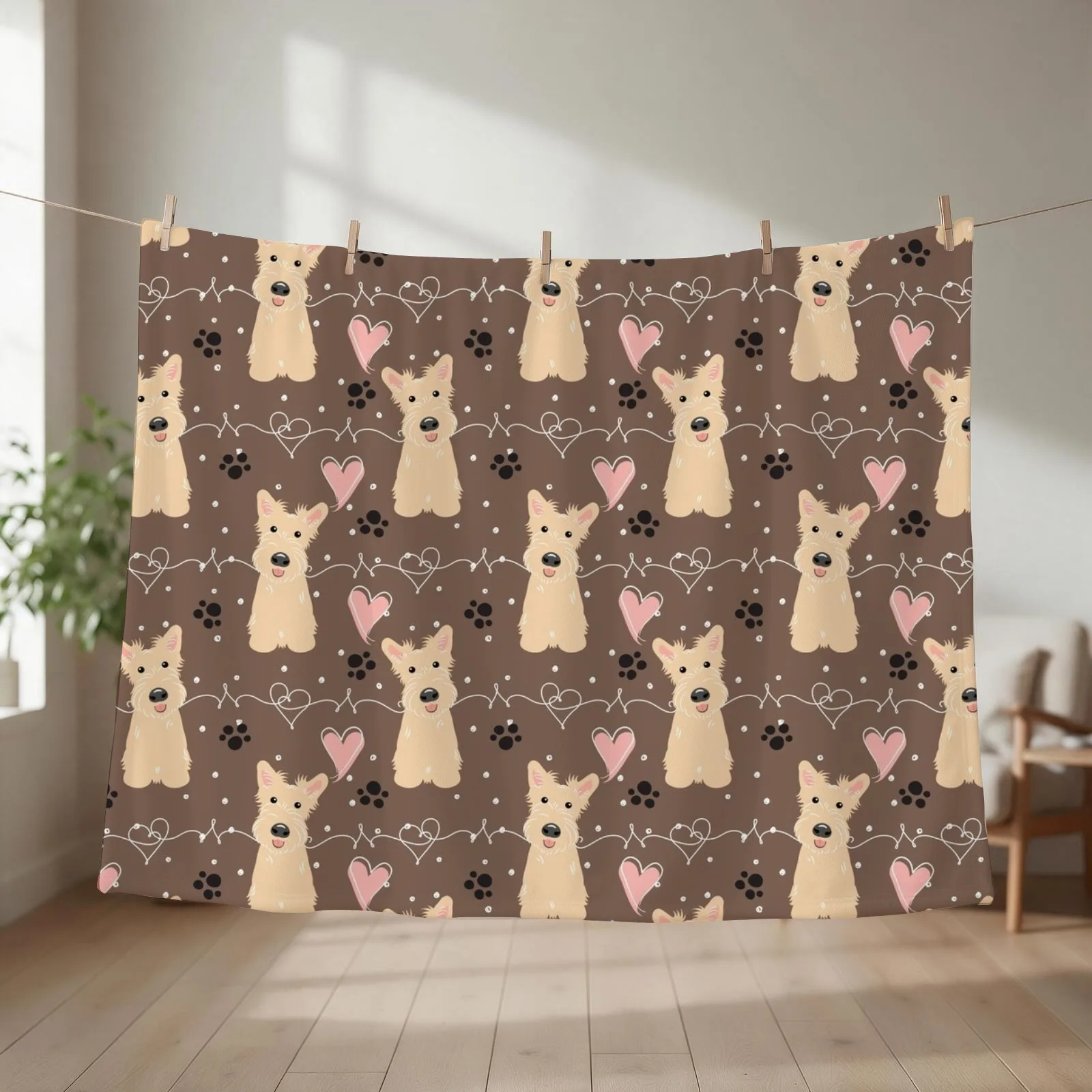 LOVE Wheaten Scottish Terrier Throw Blanket bed plaid christmas decoration Large Flannels Blankets