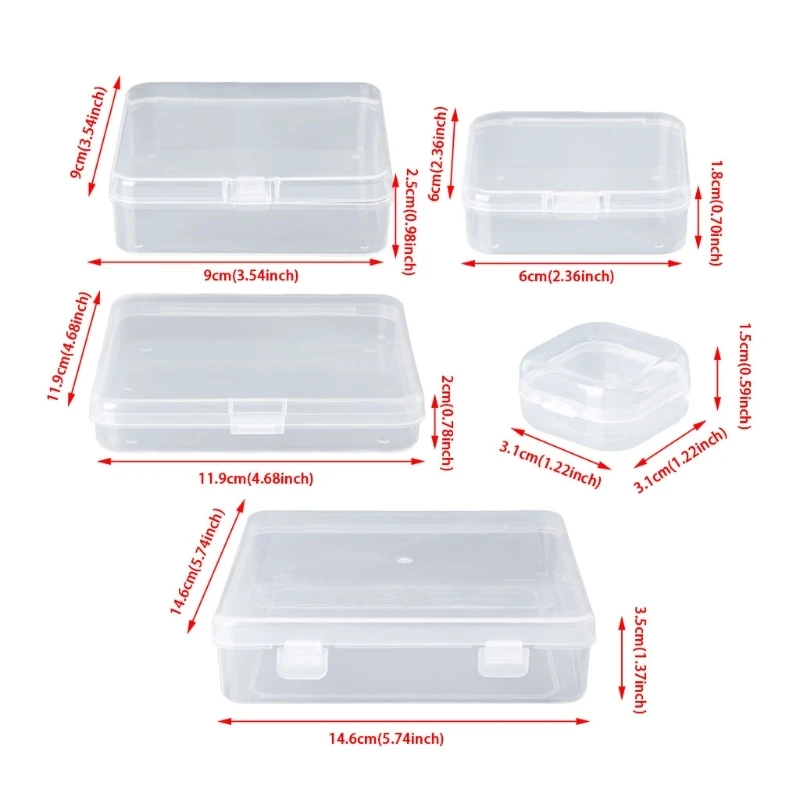 Square Transparent Plastic Jewelry Storage Boxes Beads Crafts for Case Container