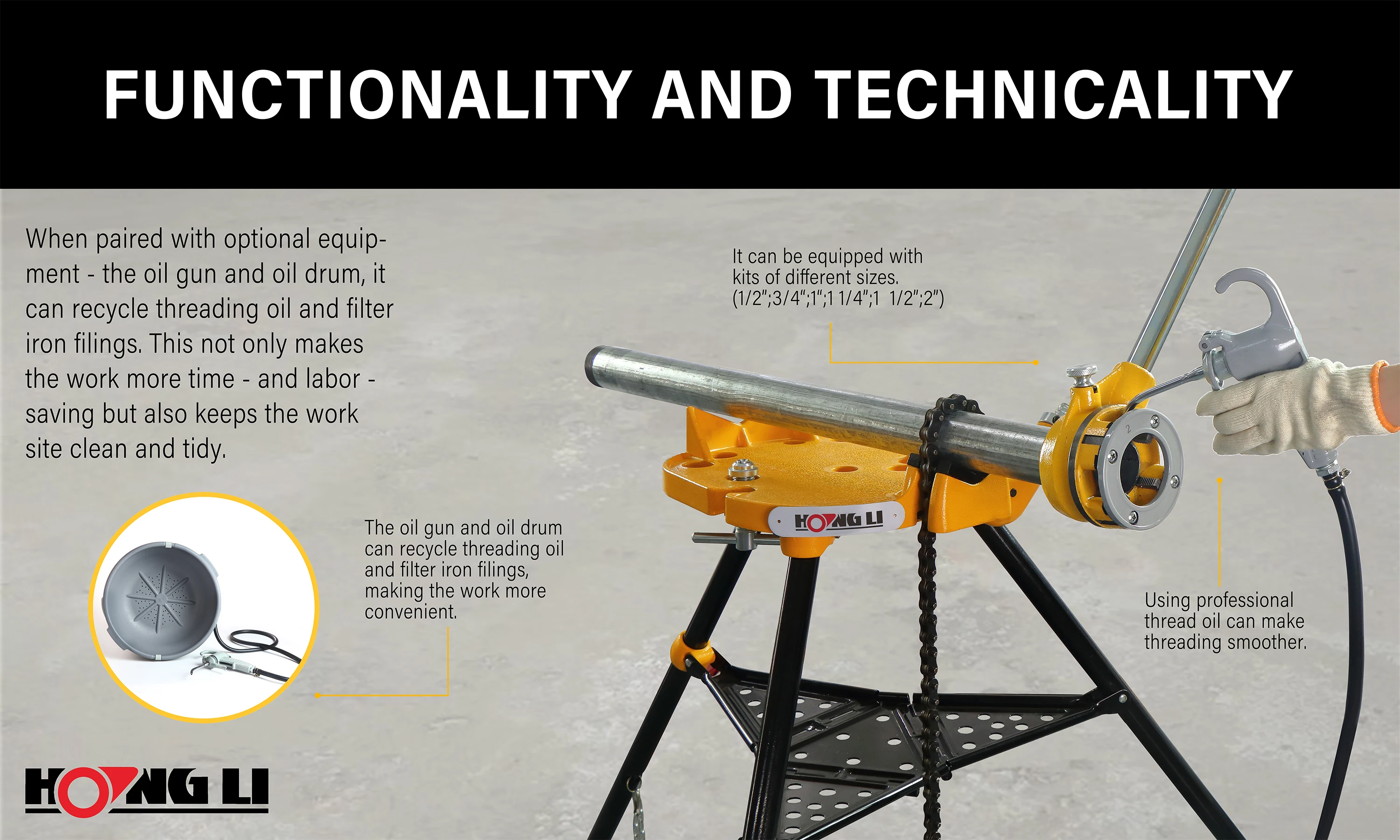 China Factory 12R Steel Pipe Threader Manual Ratchet Threader Hand Tools