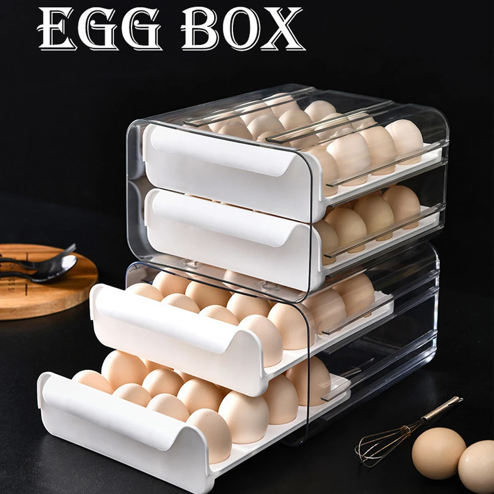 Double Layer Transparent Drawer Egg Organiser Durable Stable Egg Freshing Carrier For Ducks Egg