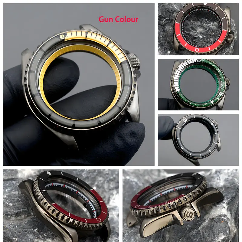 Mod SKX007 SKX009 Gun Colour Men's Watch Case Fit NH34 NH35 NH36 Automatic Sapphire Glass 200M Waterproof Case