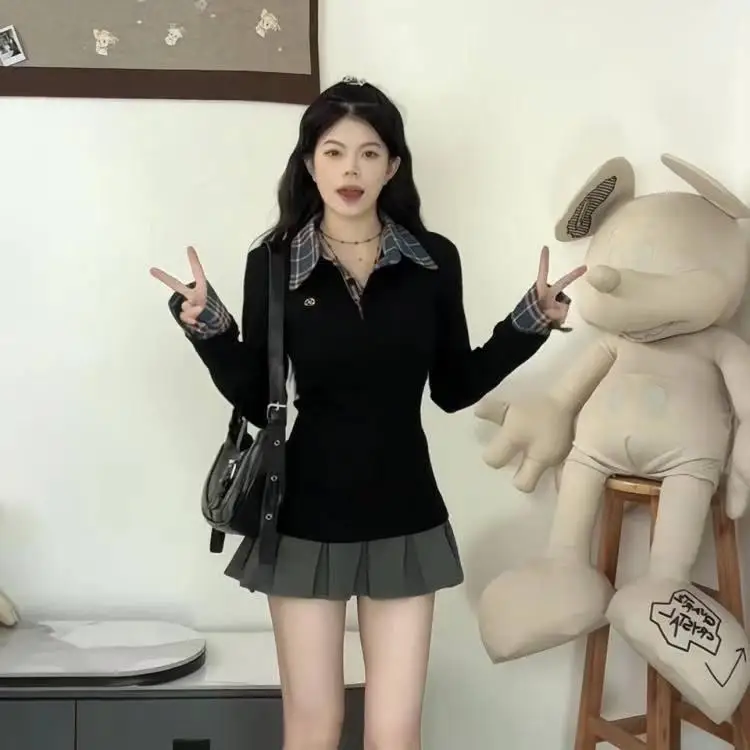 American Sle Long Sve  Ne T-irt Women's Slim Fit Embroidered Faionable  Color Commute Sle Autumn Wear