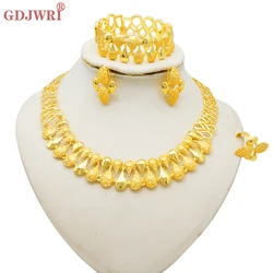 GDJWRI Luxury Golden Necklace Sets For Women Wedding Dubai African latest Jewelry Sets Indian Jewellery Anniversary Gifts