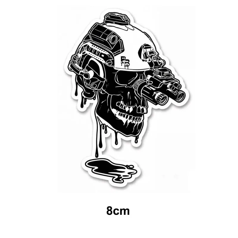 Tactical Skull Sticker Military Pilot Helmet Matte Decal Biker Skull Gothic Edgy Art for Car Window Motorcycle Helmet Laptop