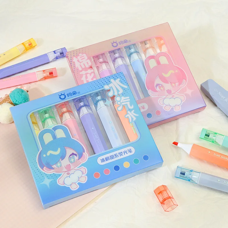 

6Pcs Sweet Pastel Highlighter Set Crystal Marker Pens for School Office Painting And Highlighting A3031