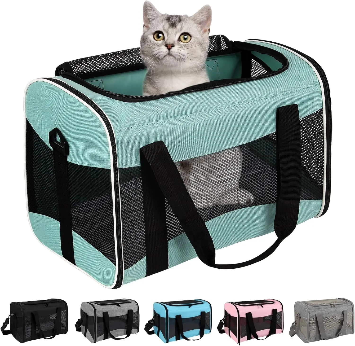 

Cat Carrying Case Pet Dog Carrier Soft-Sided Cat Bag Airline Approved, Pet Travel Carrier Up to 15 Lbs Collapsible Cats Carrier