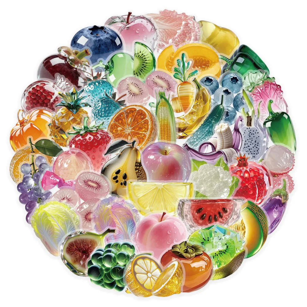 Glass Fruit & Vegetable Decorative Stickers 53 Sheets for Journal Diary Planner DIY Craft Stationery Giajar Sticker Store