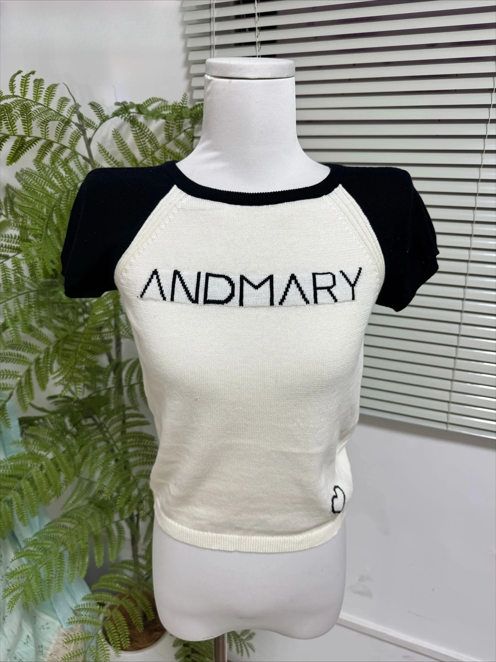 

Cewk Neck Tshirt 2025 Summer New Casual Tees Japanese Sweet Color-Block Letter Short Sleeve T-Shirt Women Slim Fit Ladies Tops