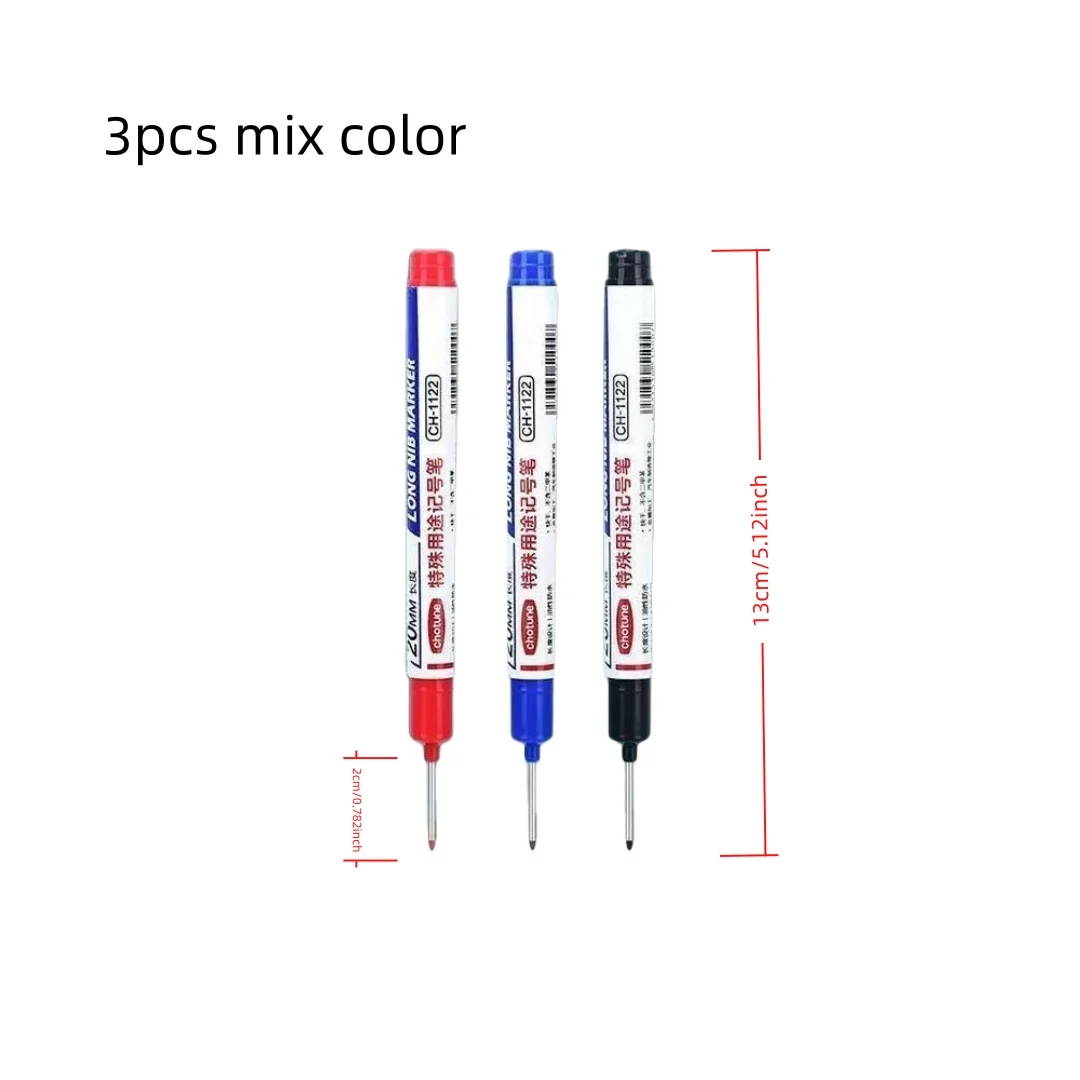 3pcs mix color Deep Hole Long Nib Head Markers For Perforating Pen