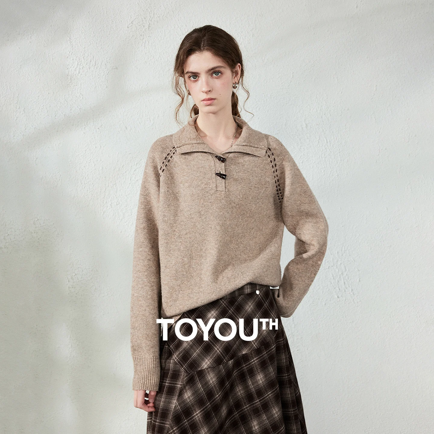 Suéter de Punto Estilo Nómada para Mujer TOYOUTH, Otoño 2026, Nuevo con Botones de Cuerno, Bordado a Mano, Top de Punto Retro