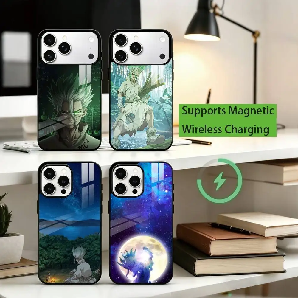 

Dr. STONE Ishigami Senku Phone Case For iPhone17,16,15,14,13,12,11 Plus,Pro Supports Magnetic Wireless Charging