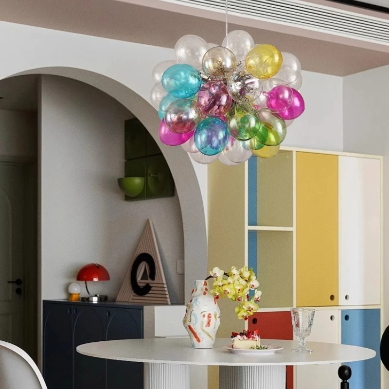 

Nordic designer stained glass balloon bubble children's room chandelier