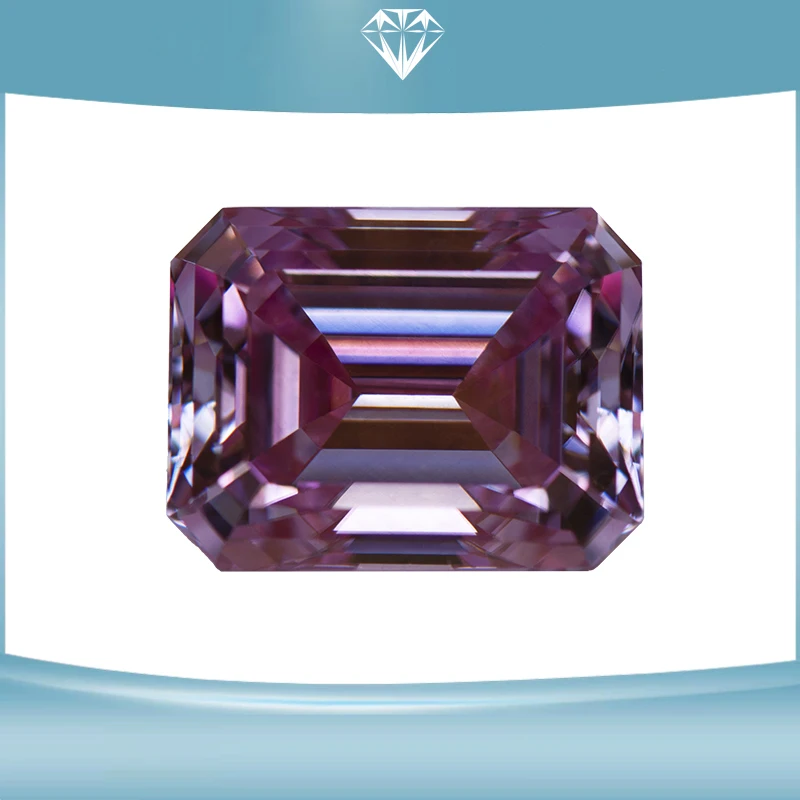 Moissanite Pedra Esmeralda Corte, Sakura Cor Rosa, Laboratório Crescido Encantos De Diamante, Anel Colar e Brincos, Materiais Principais, Certificado GRA