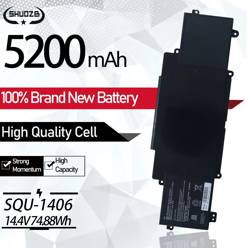 

SQU-1406 SQU1406 Laptop Battery For ThundeRobot 911-E1 911-T2A 911-S2B 911-T1 Chimera CX-9 14.4V 74.88WHh 5200mAh New