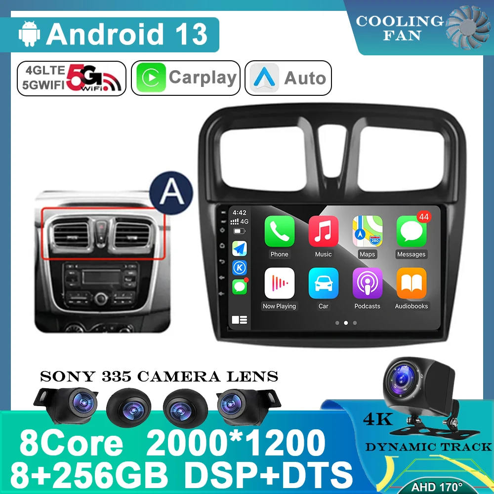 

Android 13 Carplay Auto For Renault Logan 2 Sandero 2 2012 - 2019 GPS DSP RDS CAR Radio Multimedia Video Player Stereo WIFI 4G