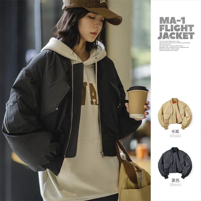 Maden Vintage Pilot Jacket Detachable Standing Collar Baseball Cotton Work Suit Autumn Winter Top Coat